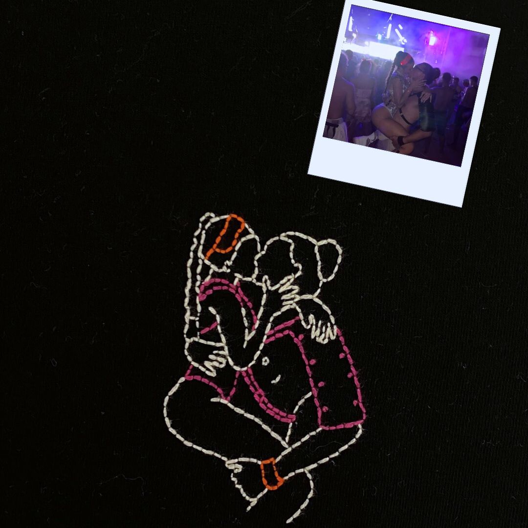 Custom embroidered sweatshirt made from a photo