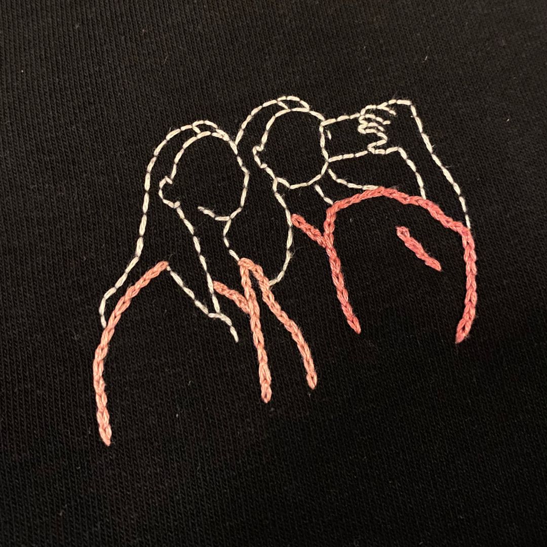 Custom embroidered sweatshirt made from a photo