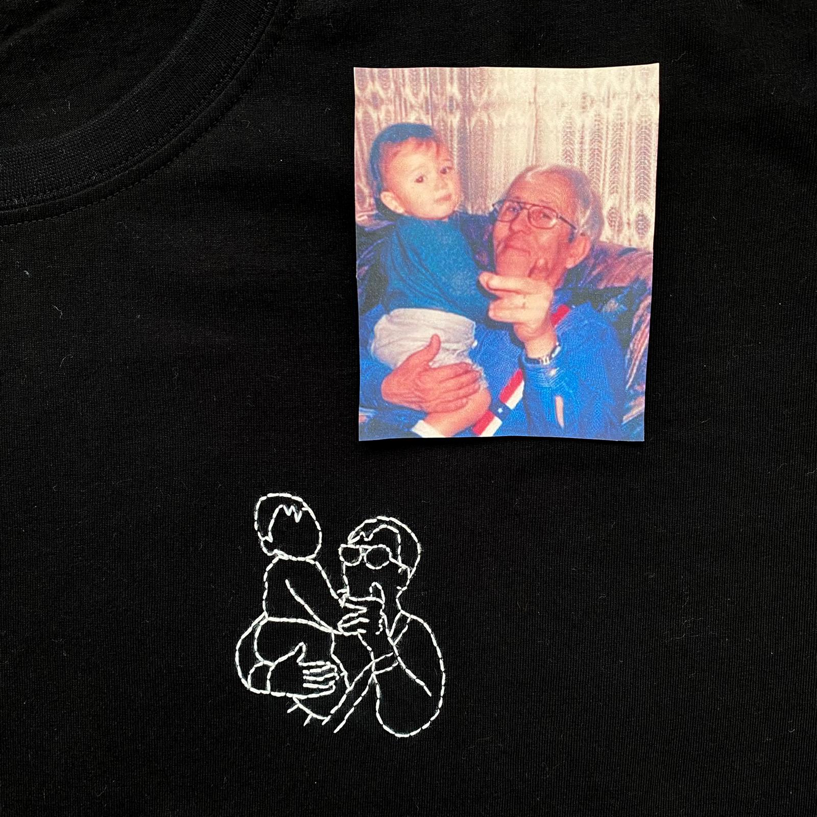 Custom embroidered sweatshirt made from a photo
