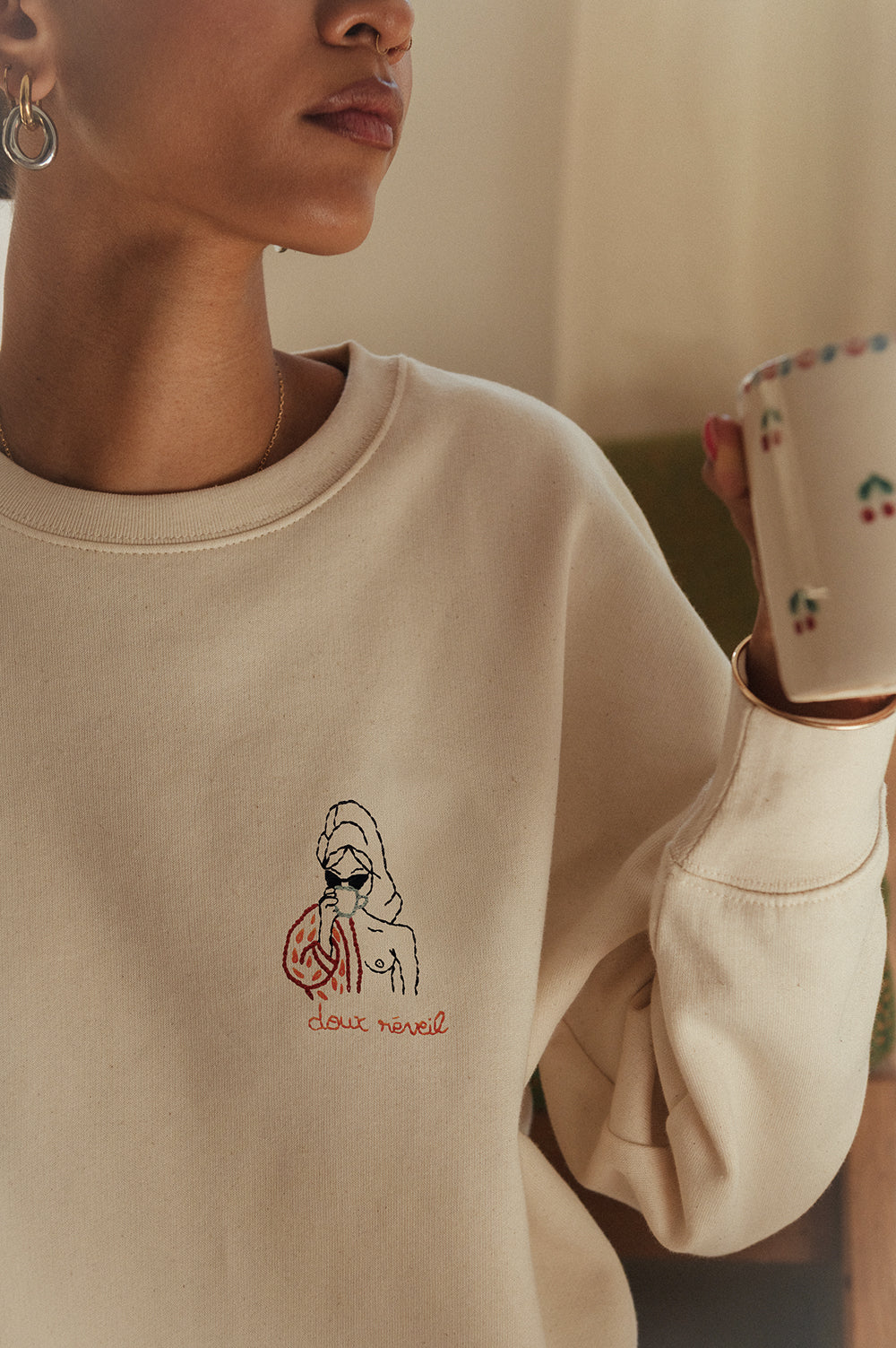 Sweat brodé Doux réveil