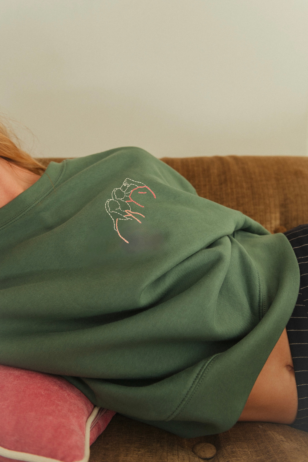 Custom embroidered sweatshirt made from a photo