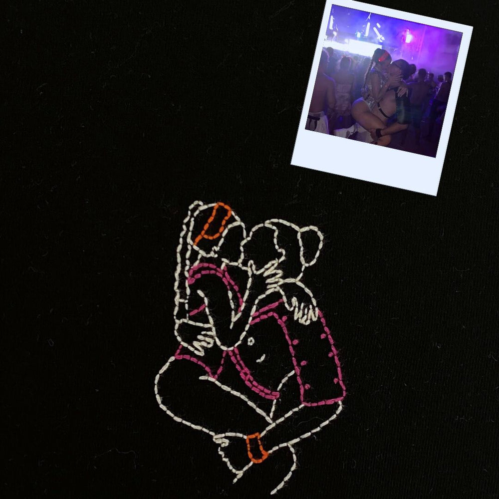 Custom embroidered sweatshirt made from a photo