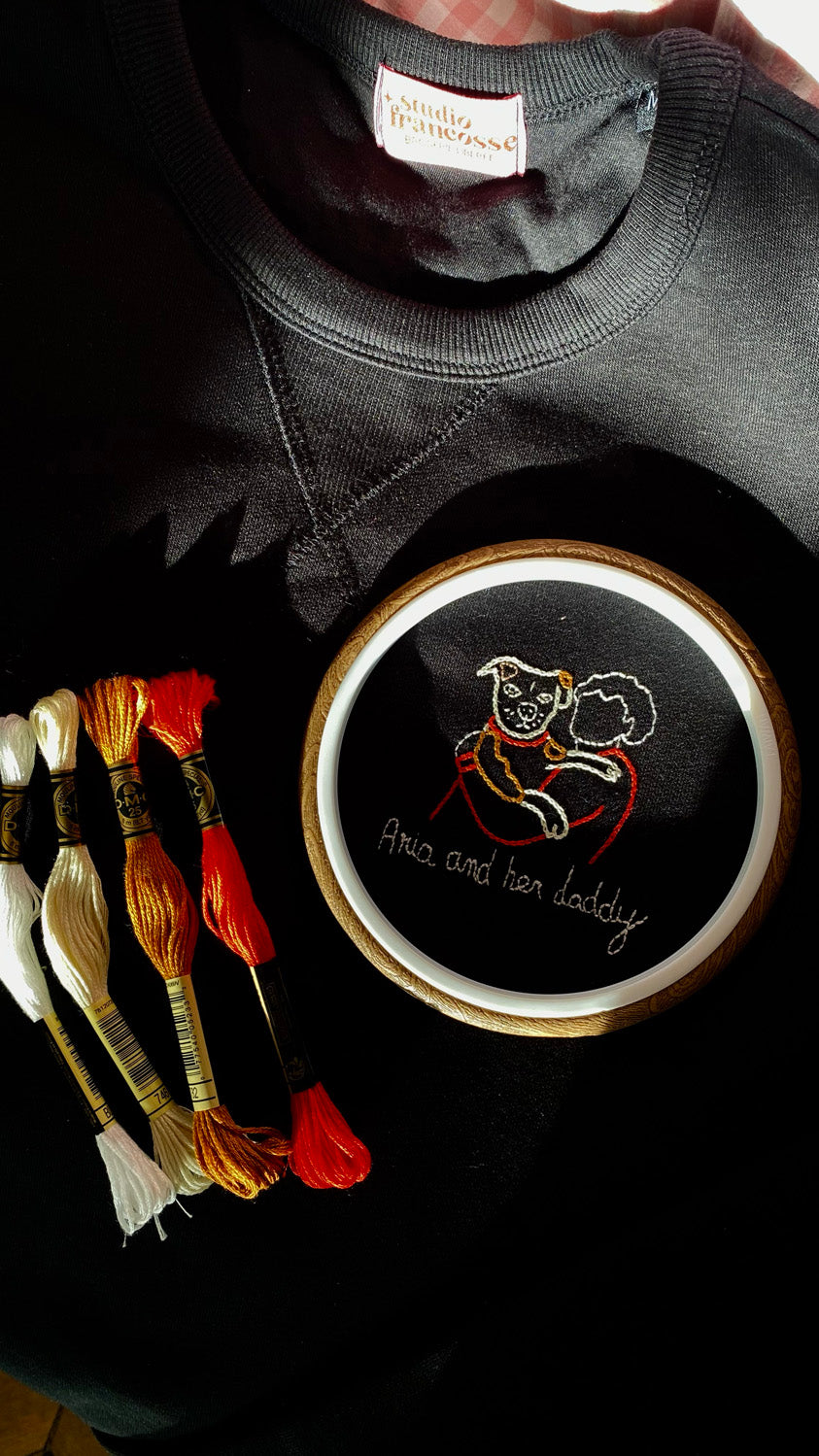 Custom embroidered sweatshirt made from a photo