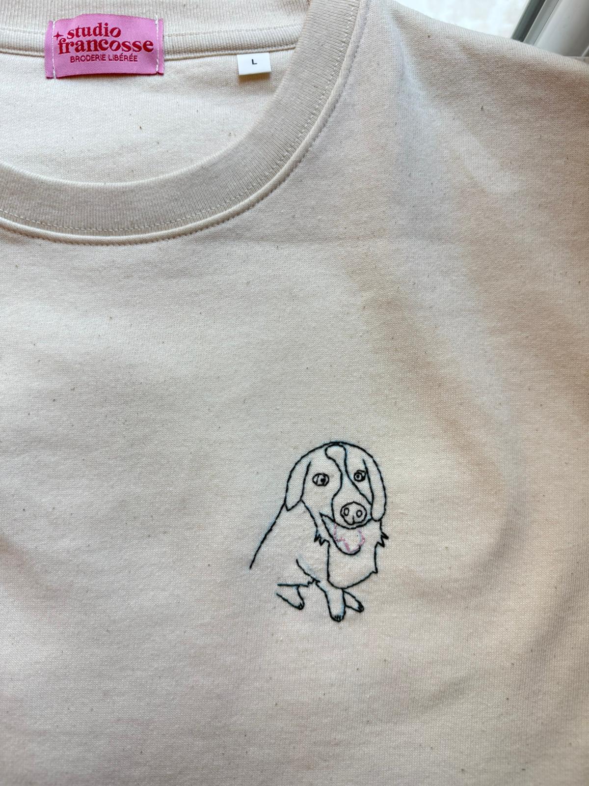 Custom embroidered sweatshirt made from a photo