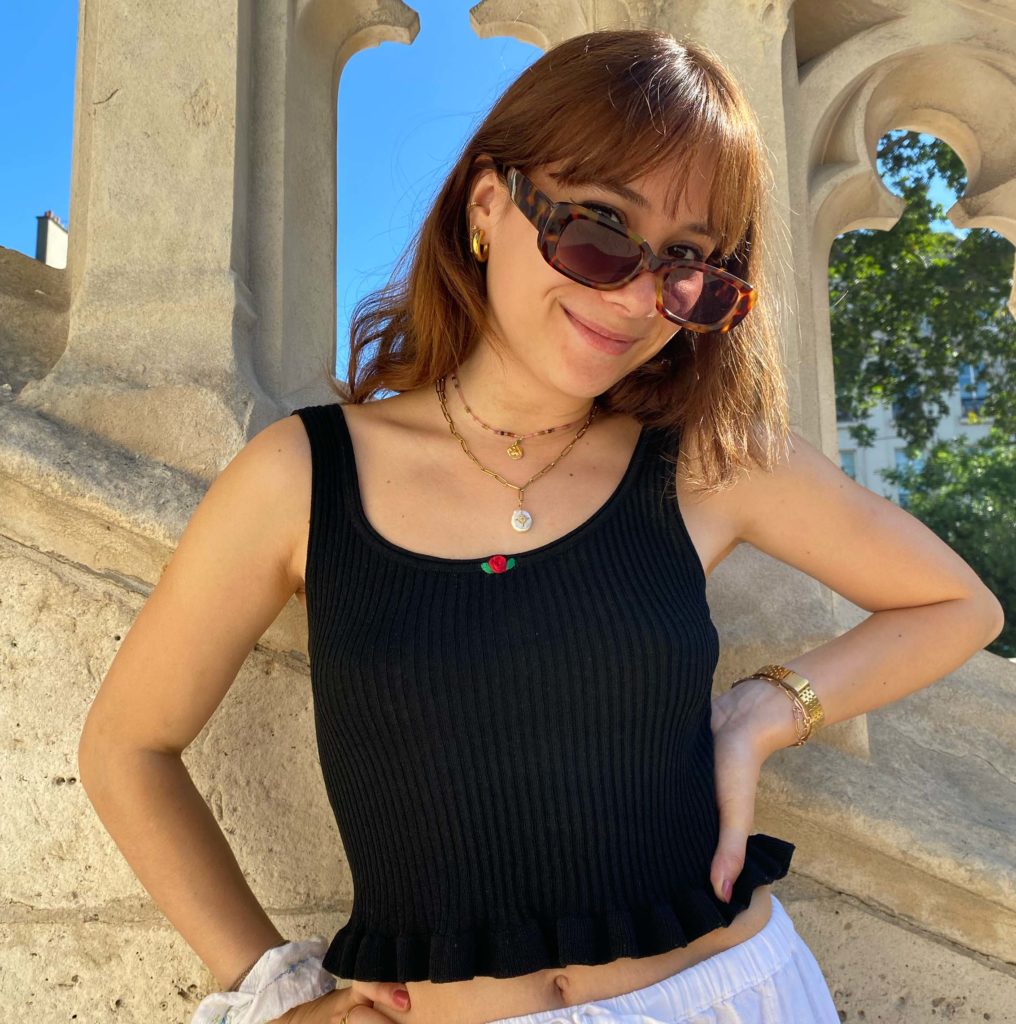 Top brodé "la rose"